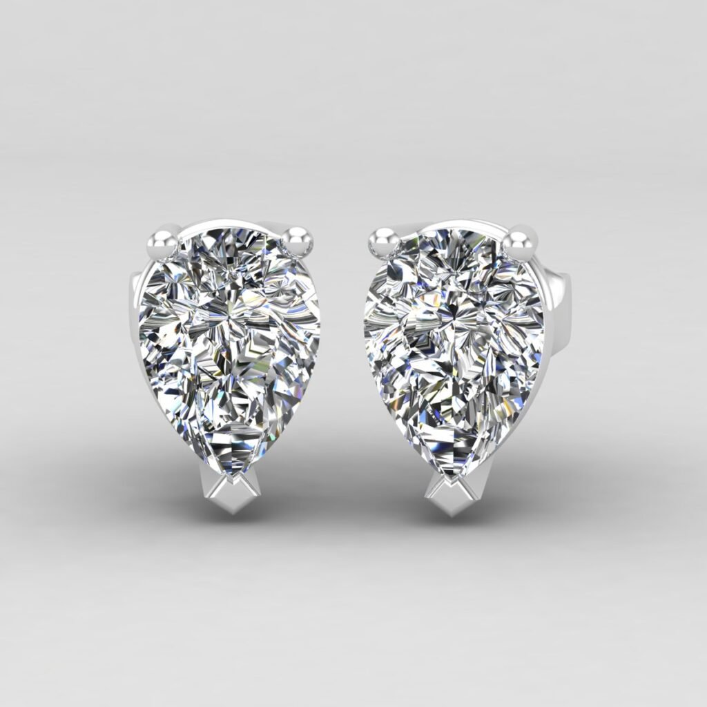 Lab Grown Pear Shape Studs - cheapest in Singapore and India