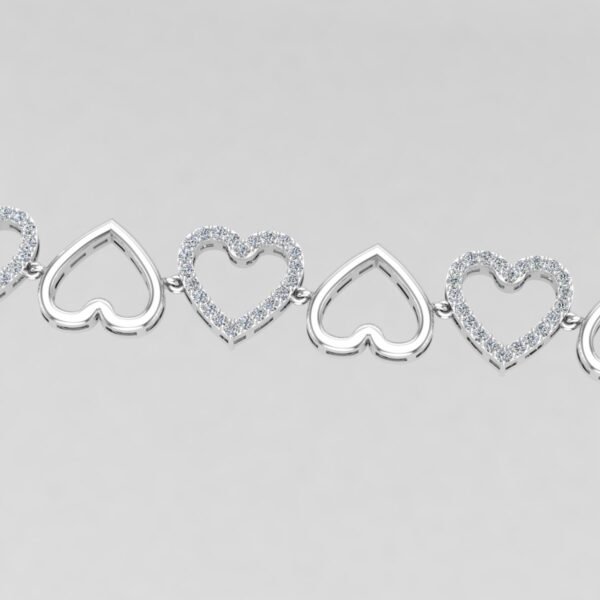 White gold heart to heart connected bracelet