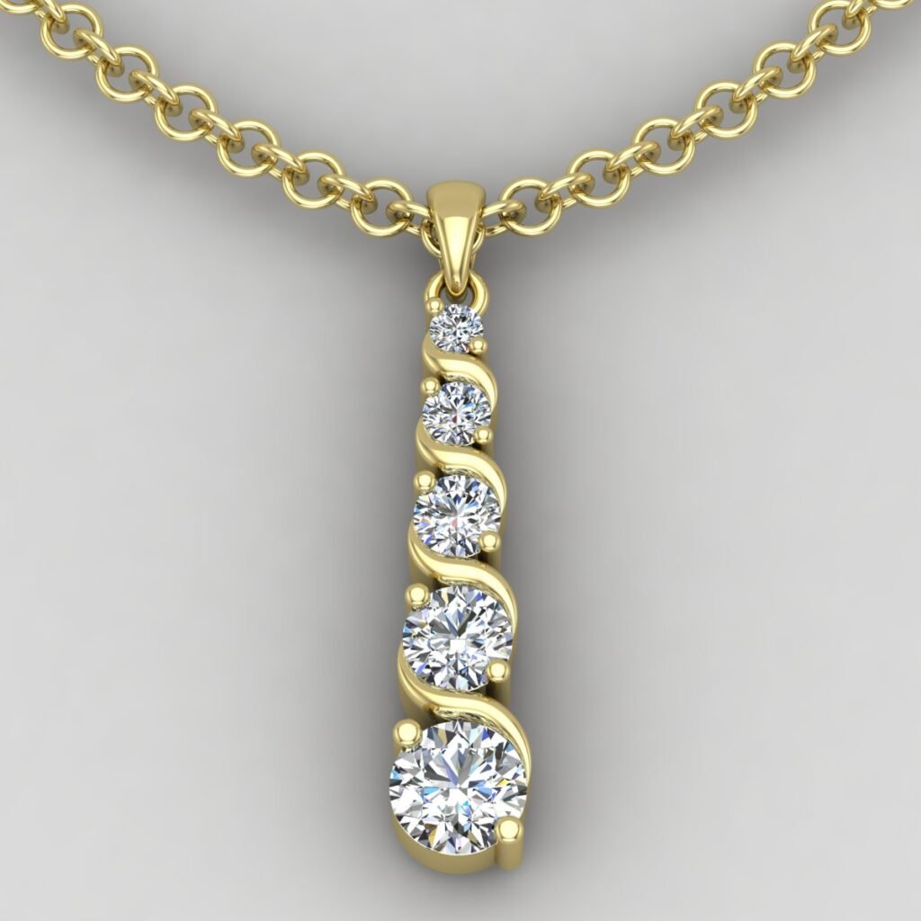 Alluring Diamond Pendant Yellow Gold Front