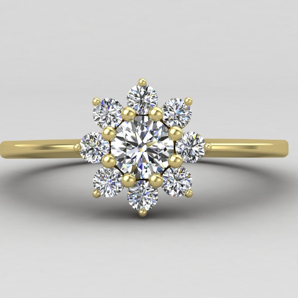 Blossom Diamond Ring Yellow Gold Front