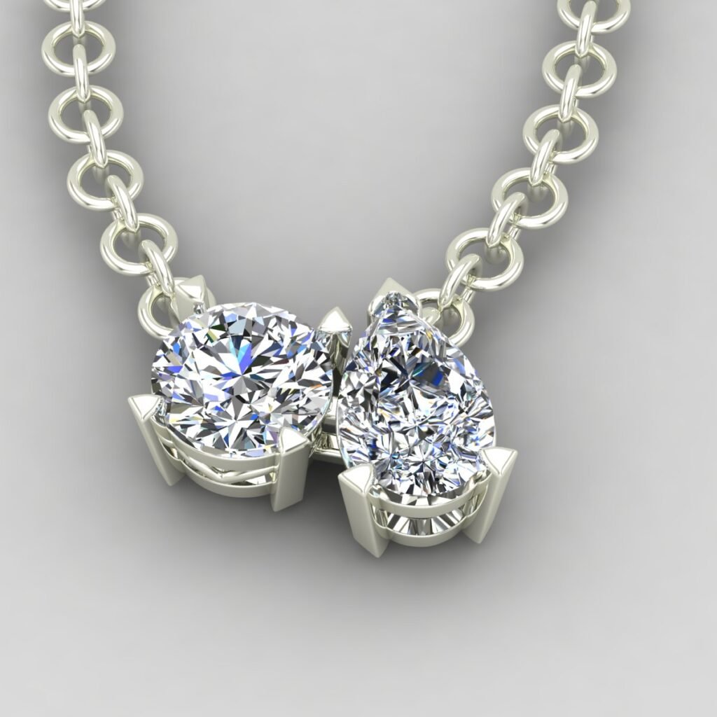 Duo Diamond Pendant white gold front