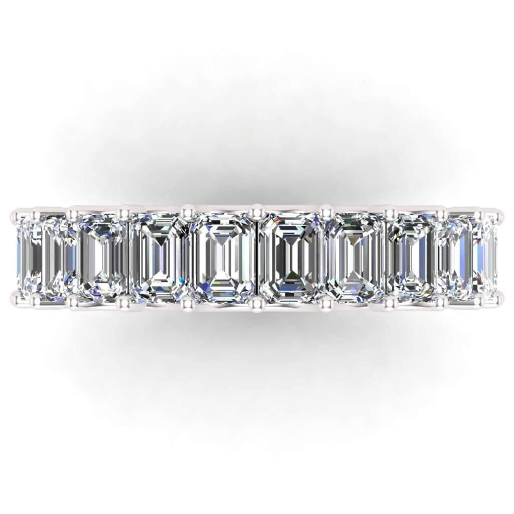 Emerald Diamond Band White Gold