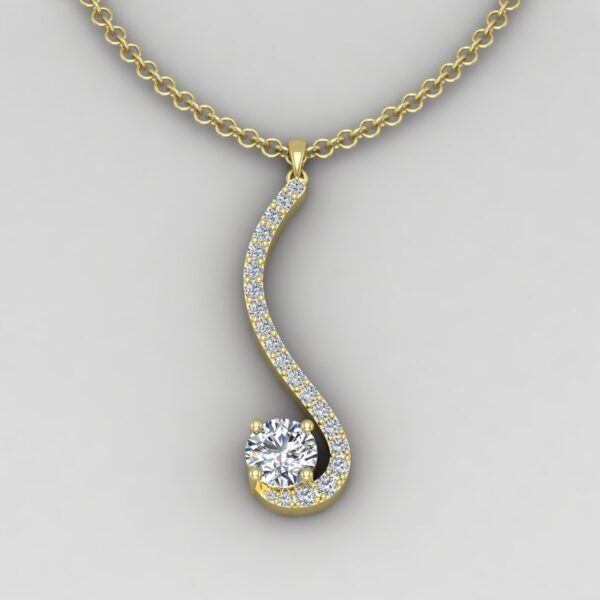 Harmony Curve Diamond Pendant Yellow Gold Front