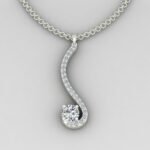 Harmony Curve Diamond Pendant White Gold Front