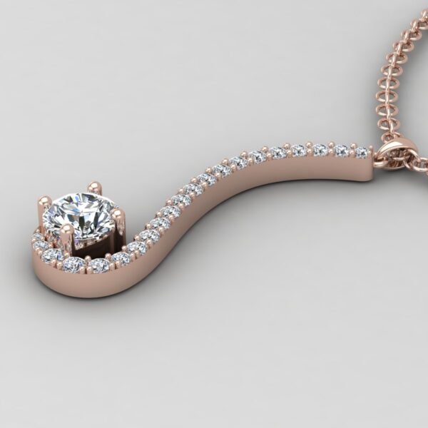 Harmony Curve Diamond Pendant Rose Gold Side View