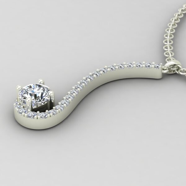 Harmony Curve Diamond Pendant White Gold Side view