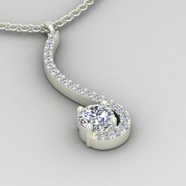 Harmony Curve Diamond Pendant White Gold