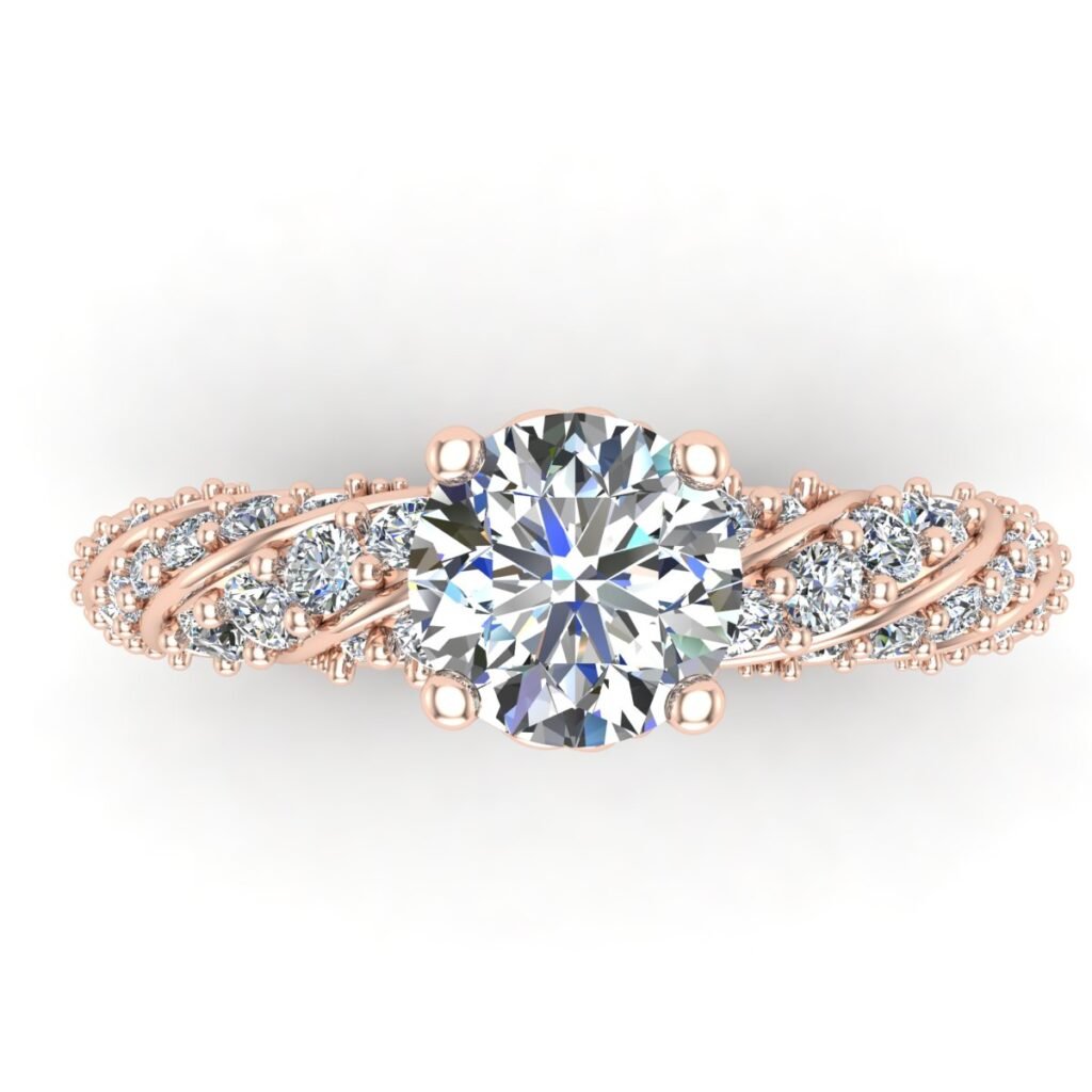 Infinity Twist Diamond Ring Rose Gold