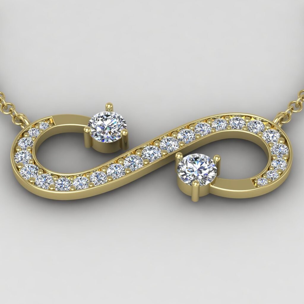 Infinity Bloom Diamond Pendant Yellow Gold Front