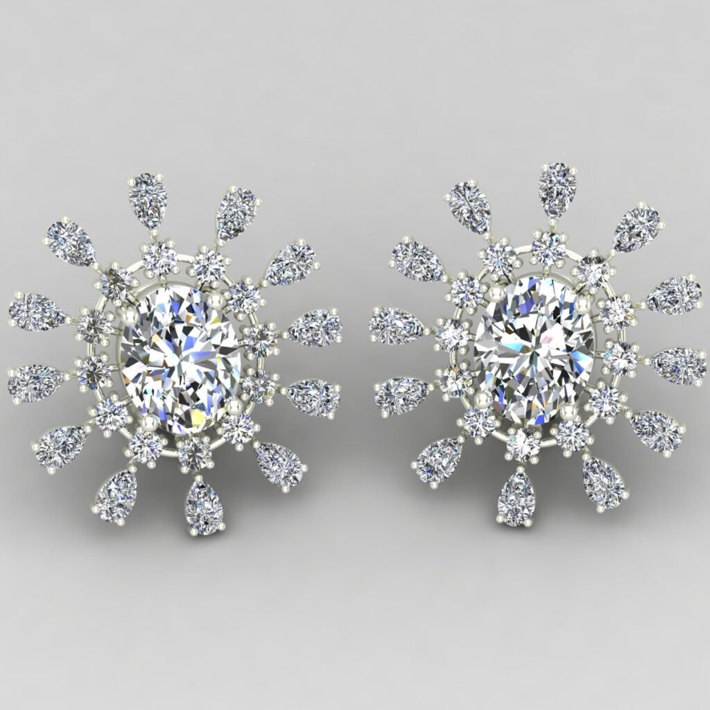 Moonlit Grace Diamond Earrings White Gold