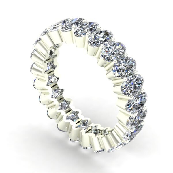 Oval Diamond Band White Gold Side