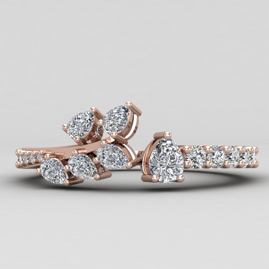 Petaled Diamond Ring Rose Gold Front