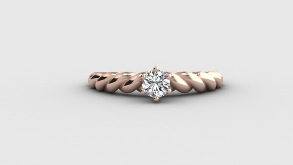 Spiral Solitaire Diamond Ring Rose Gold front view