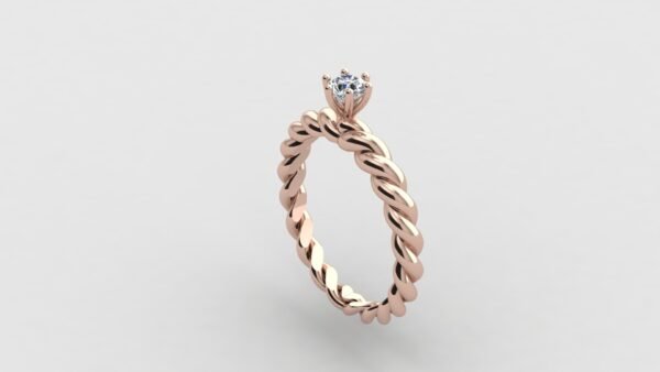 Spiral Solitaire Diamond Ring Rose Gold