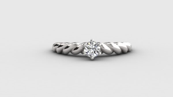 Spiral Solitaire Diamond Ring white gold front view