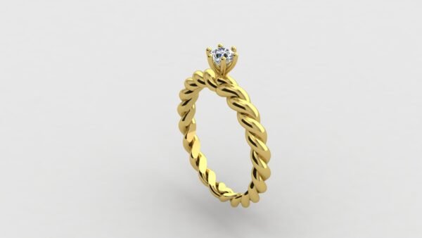 Spiral Solitaire Diamond Ring yellow gold side