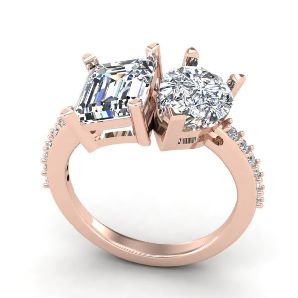 Twin Diamond Ring Rose Gold Stand