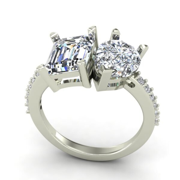 Twin Diamond Ring White Gold Stand