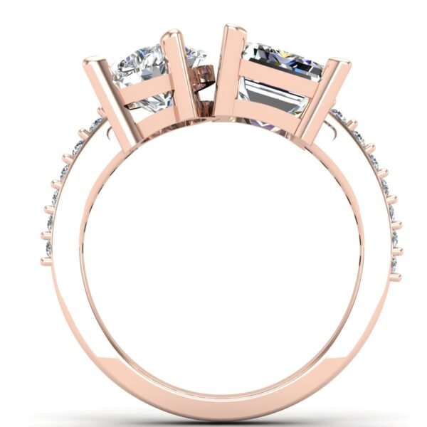 Twin Diamond Ring Rose Gold Center