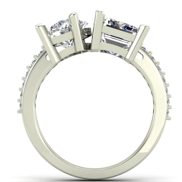 Twin Diamond Ring White Gold Center